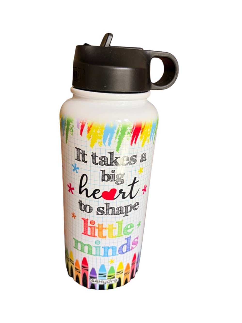 Kids White Water Bottle - Colorful 'Little Minds' Design